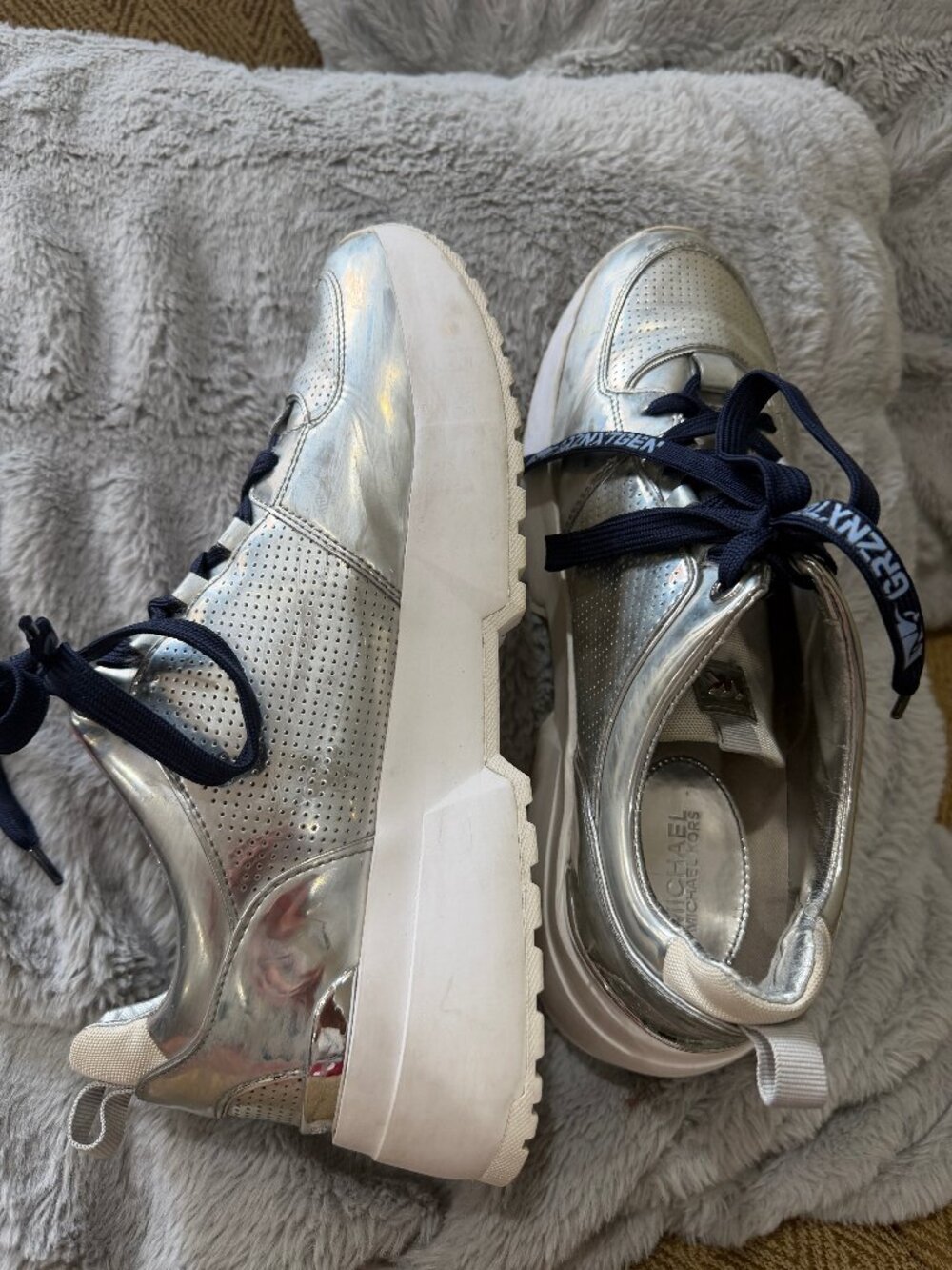 Michael Kors Cosmo Platform Metallic Silver Sneakers Sz. 10